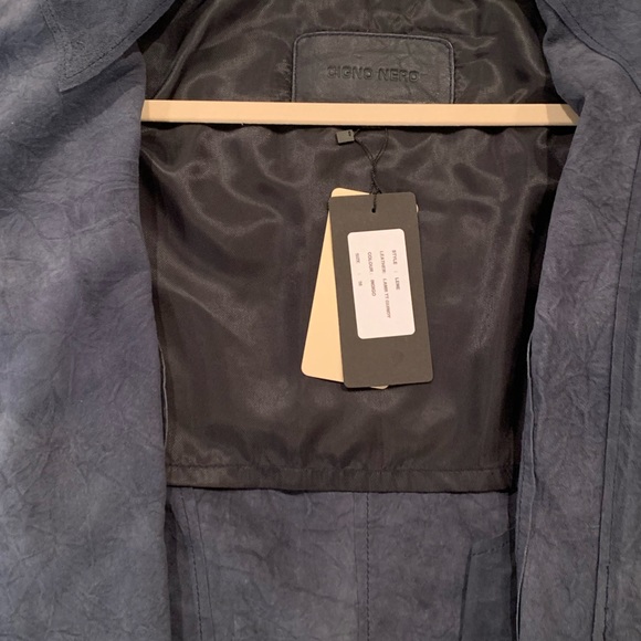 Cigno Nero Navy blue thin leather jacket - Picture 4 of 5